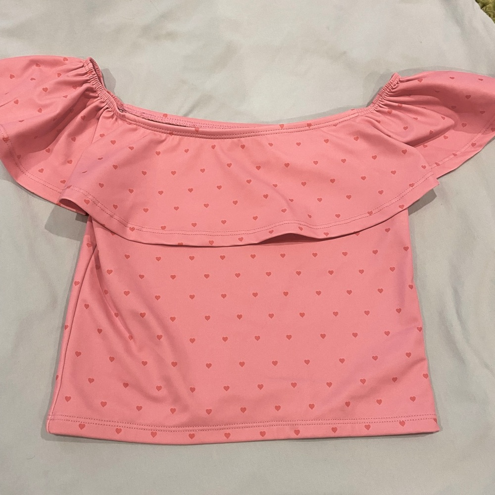 Kortni Jean mini OTSR pink hearts swim top